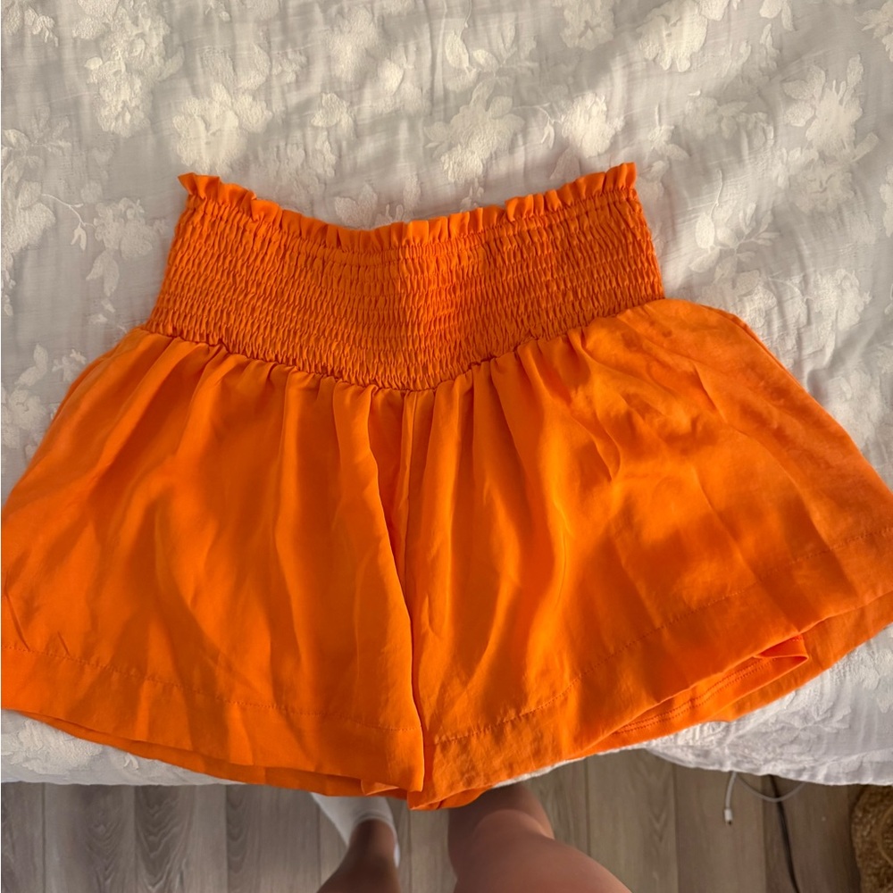 Bright Orange High-Waisted Shorts